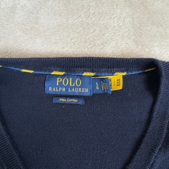 Polo Ralph Lauren Sweater Mens L Blue Preowned Pima Cotton Pullover Golf Preppy - Picture 2 of 7